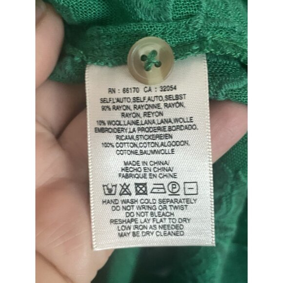 Anthropologie Akemi + Kin Womens S Blouse Shirt Green Boho Coastal Beach Casual - Picture 6 of 8